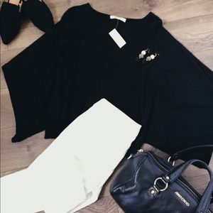 LOFT Ann Taylor Knit  Ribbed Batwing / Poncho Top